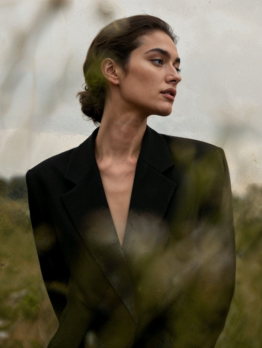 Blazer Behind Green Blur