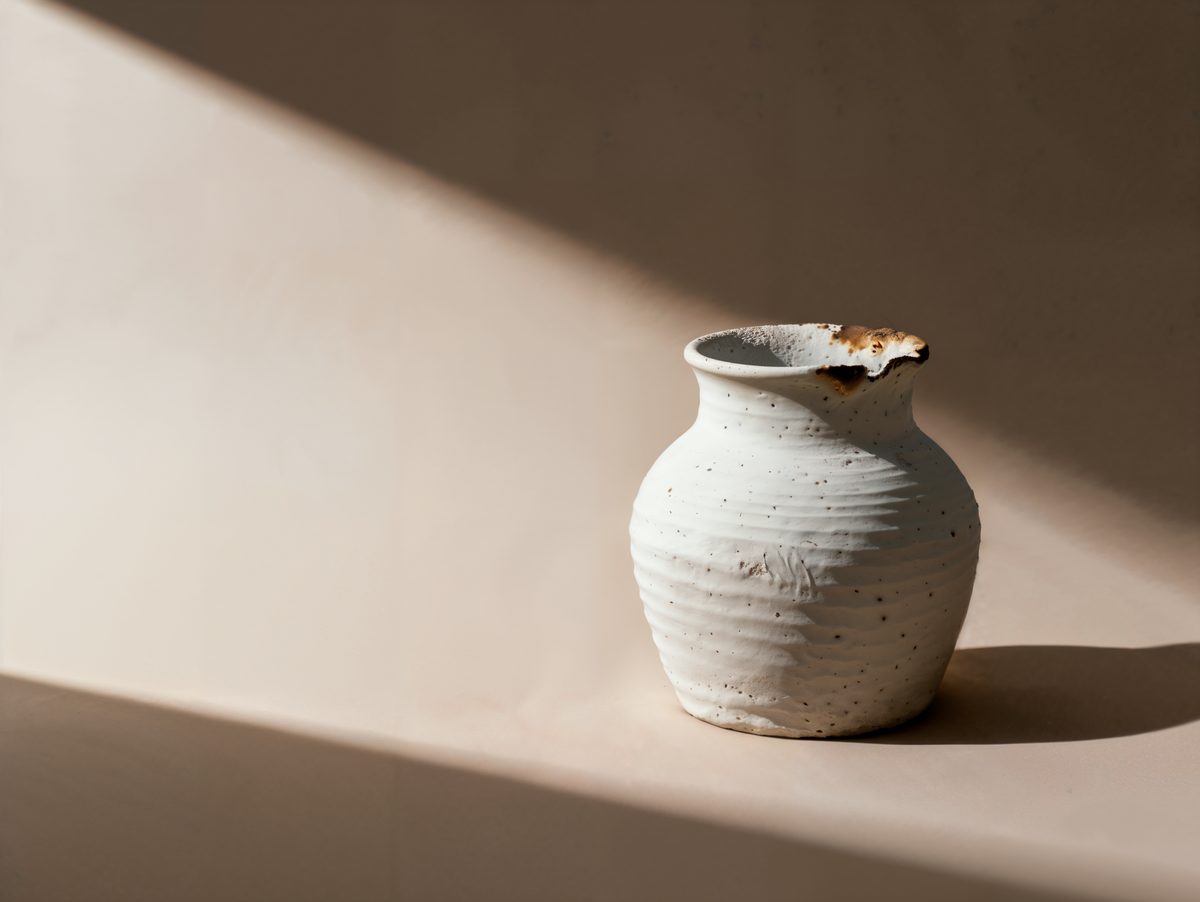 Sunlit Stoneware Vessel