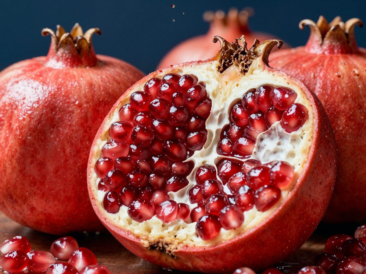 Split Pomegranate on Navy