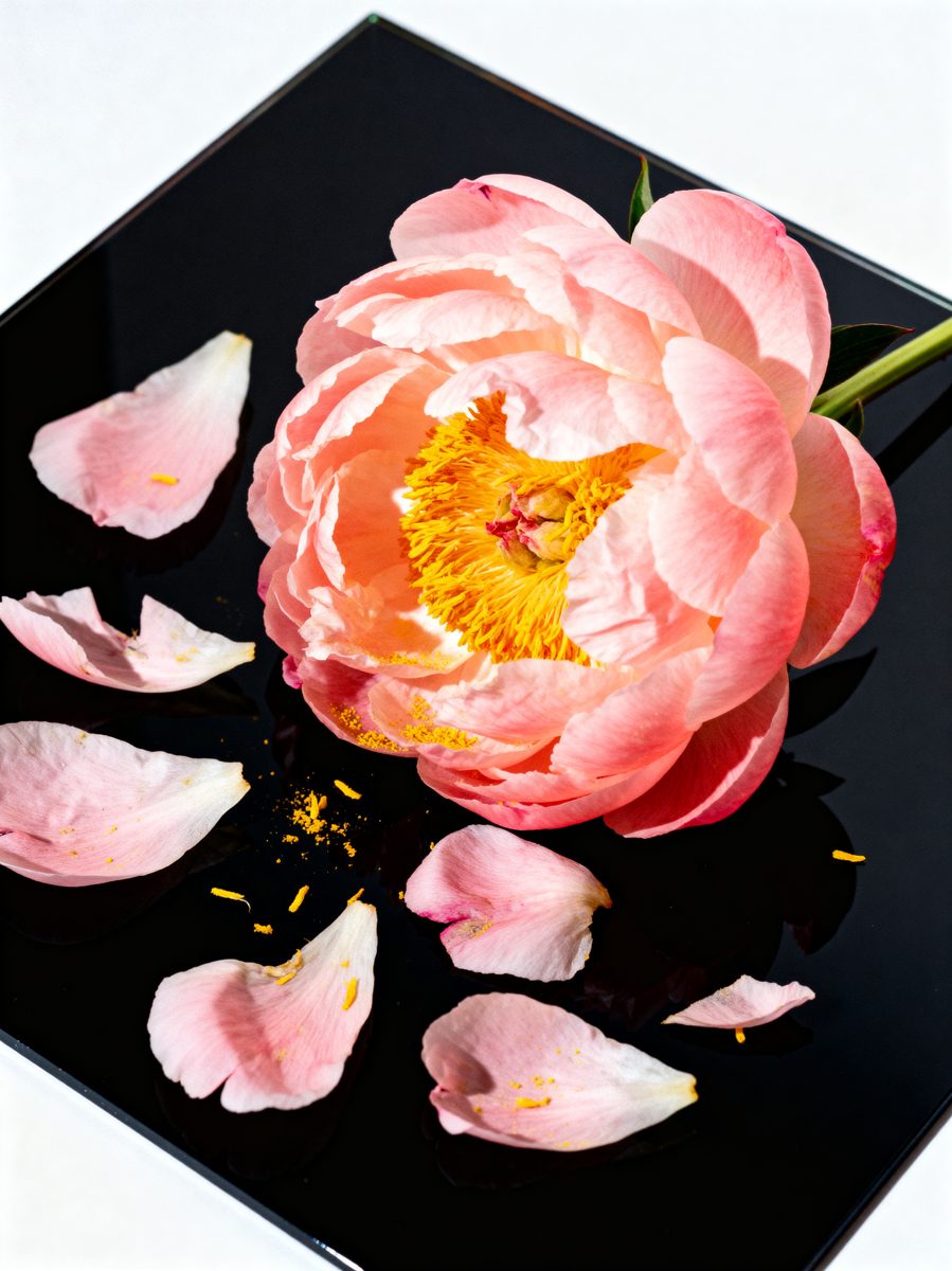Coral Peony Shedding Petals