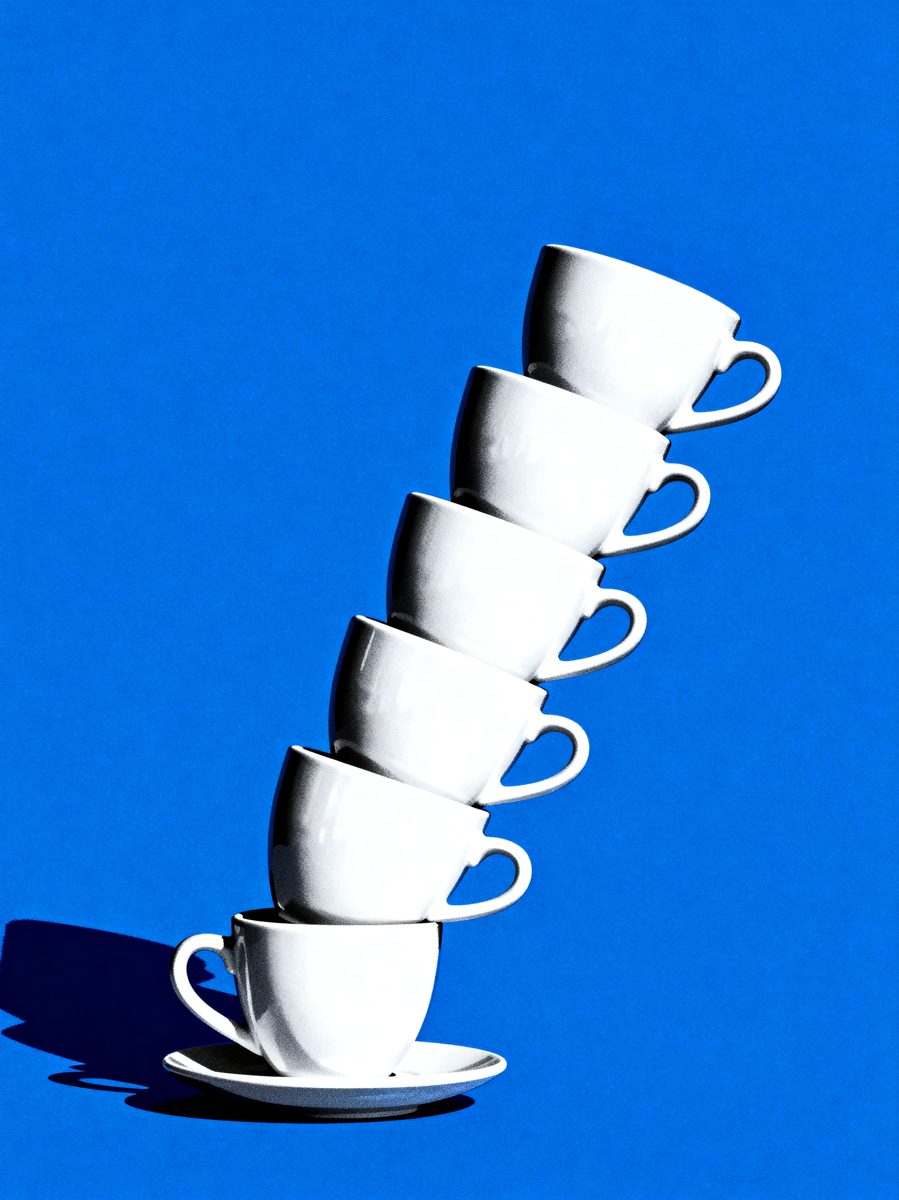 Precarious Espresso Cup Tower