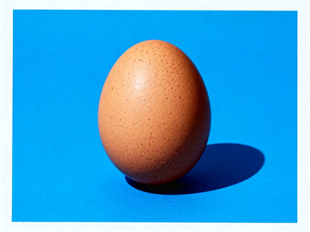 Brown Egg on Blue