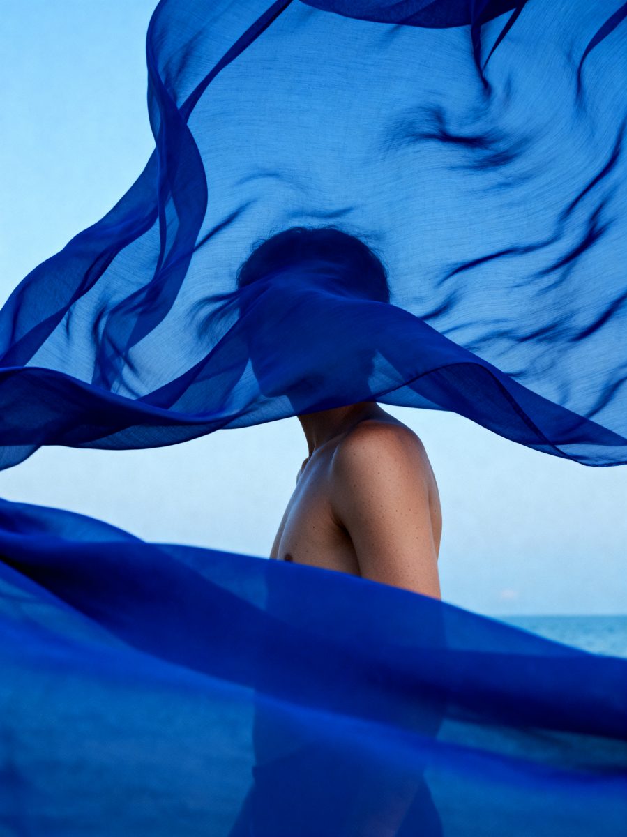 Blue Silk in Wind