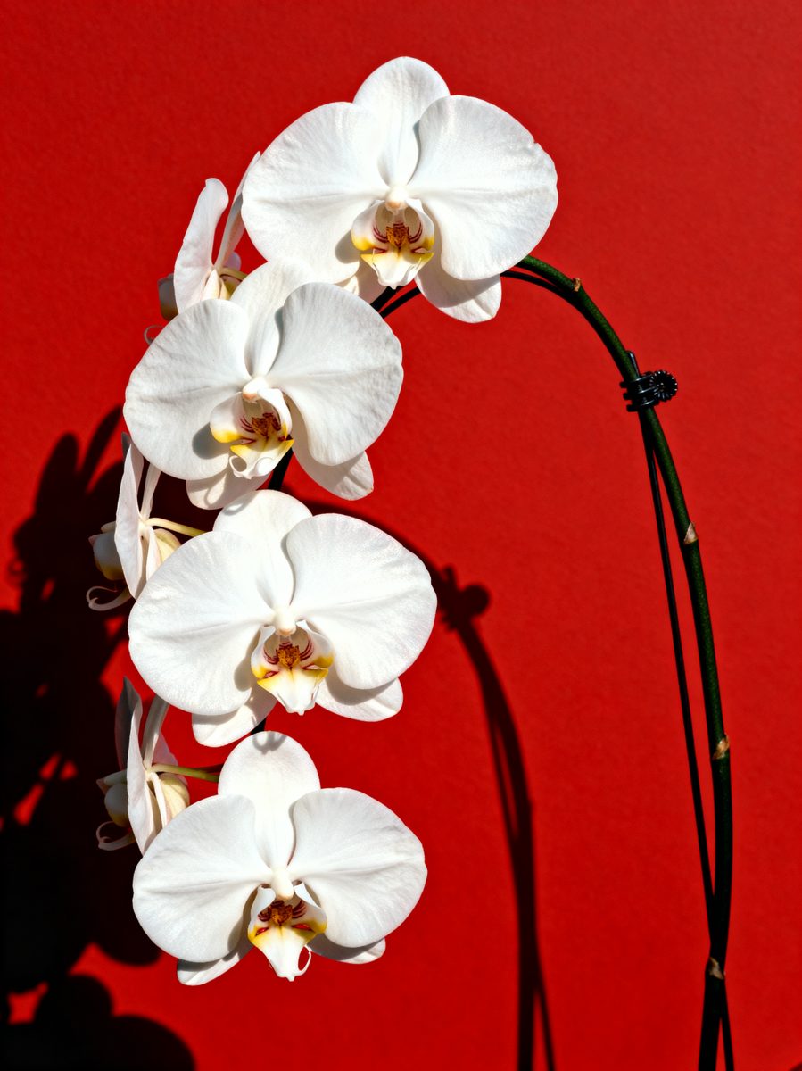 White Orchids on Crimson